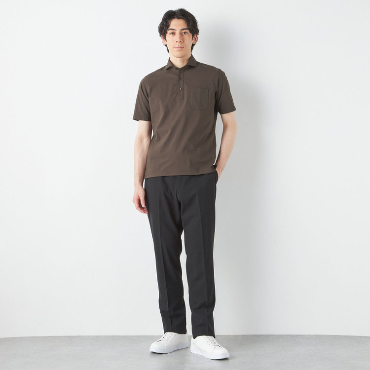 シルバーライン 【発送在庫あり】【RBC/五分袖】カッタウェイビズポロシャツ プルオーバータイプ/ブラウン×シアサッカー/4S コットンブレンド 茶中間