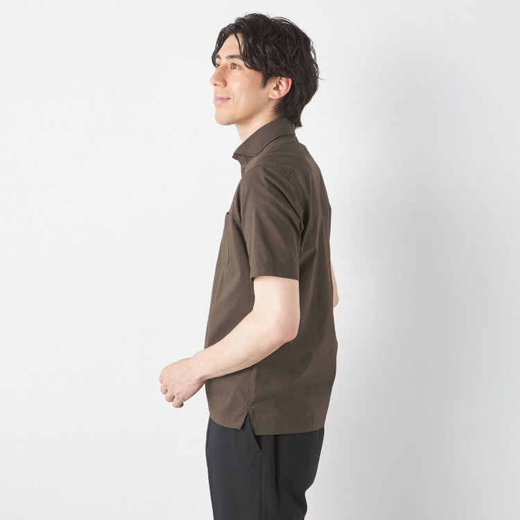 シルバーライン 【発送在庫あり】【RBC/五分袖】カッタウェイビズポロシャツ プルオーバータイプ/ブラウン×シアサッカー/4S コットンブレンド 茶中間