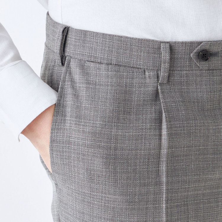 シルバーライン 【CLASSICO TAPERED】【春夏】ウール 1タックテーパードパンツ/グレー/ウエストムーブ/※裾上げ必要 グレー中間