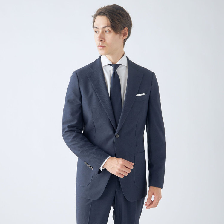 シルバーライン 【CLASSICO TAPERED】【春夏】2釦シングルジャケット/ネイビー/パッチポケット/4S SUSTAINABILITY&ECOLOGY FABRIC 紺濃色