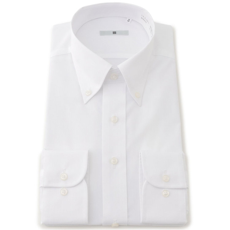 シルバーライン 【SILVER LINE】【形態安定】ボタンダウンカラーワイシャツ/ホワイト×ドビーストライプ 白