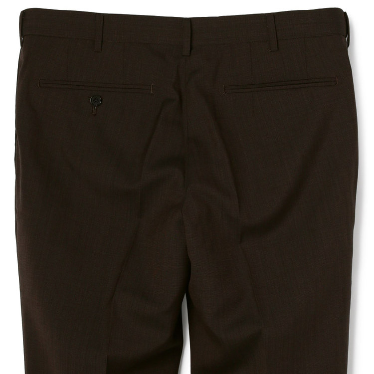 シルバーライン 【CLASSICO TAPERED】【春夏】ウール 1タックテーパードパンツ/ブラウン×ソリッド/ウエストムーブ/ウォッシャブル/※裾上げ必要 茶濃色