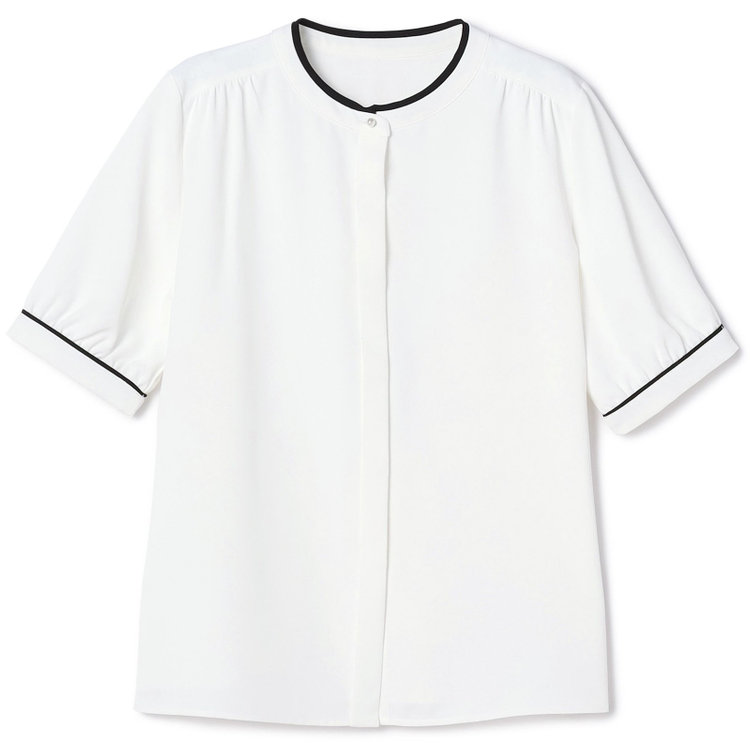 シルバーライン 【発送在庫あり】【SILVER LINE/5分袖】バンドカラーブラウス/ホワイト 白