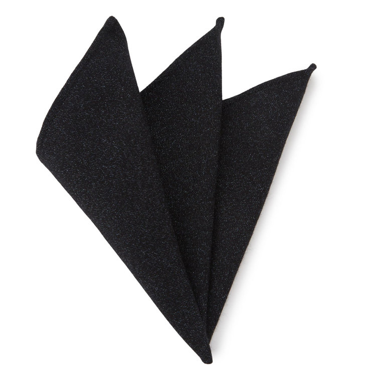 シルバーライン ウールコットンブレンドポケットチーフ/ダークネイビー 青中間