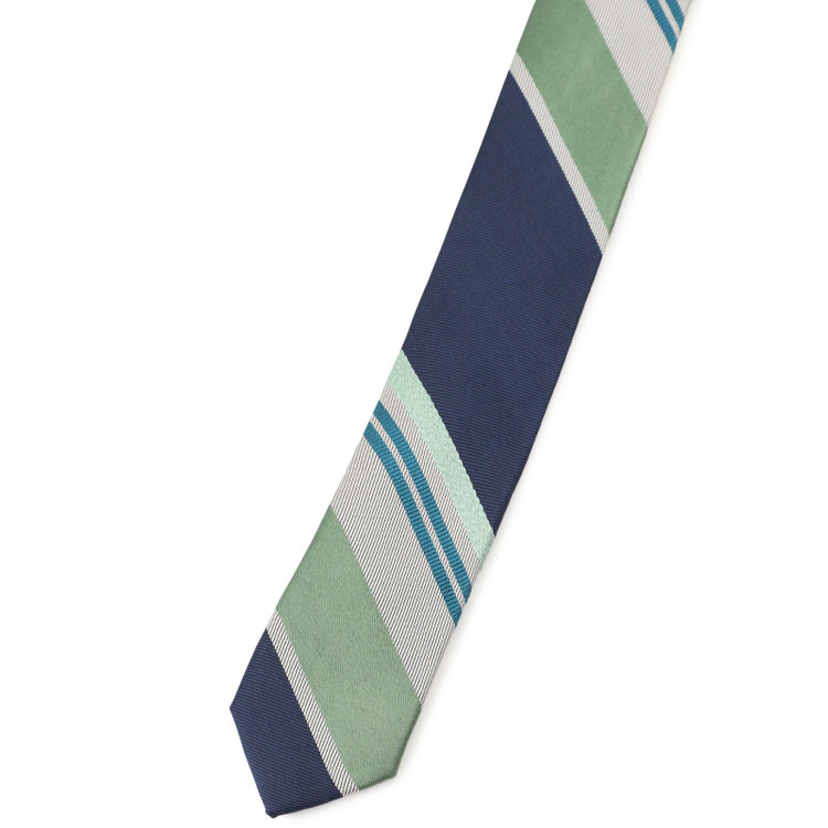 シルバーライン 【SILVER LINE】シルクストライプネクタイ 8.0cm幅/ネイビー×グリーン×グレー その他