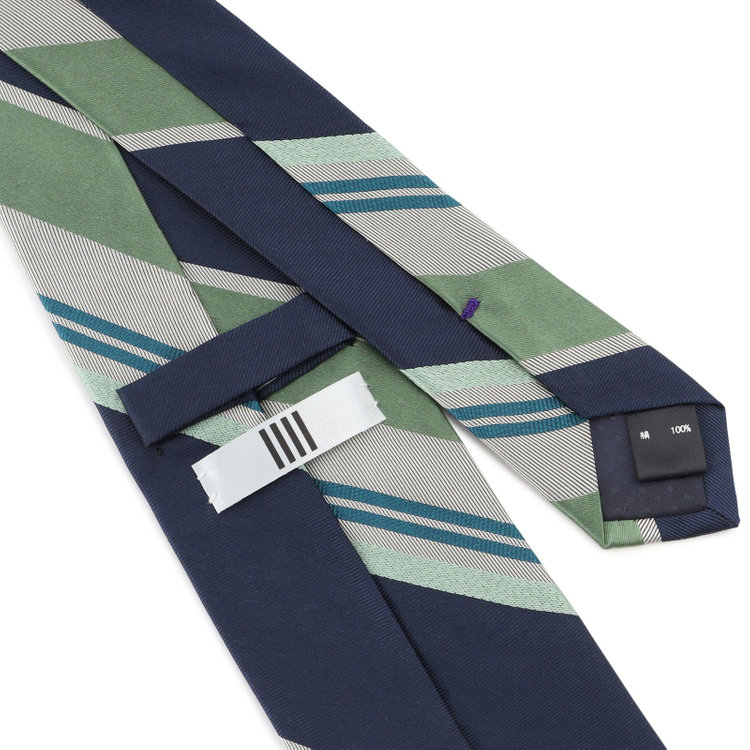 シルバーライン 【SILVER LINE】シルクストライプネクタイ 8.0cm幅/ネイビー×グリーン×グレー その他