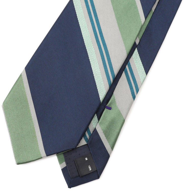シルバーライン 【SILVER LINE】シルクストライプネクタイ 8.0cm幅/ネイビー×グリーン×グレー その他
