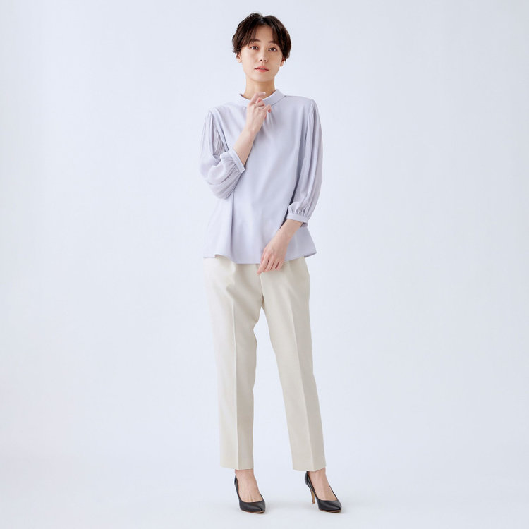 シルバーライン 【SL/7分袖】2WAYロールカラープルオーバー/ラベンダー 青淡色