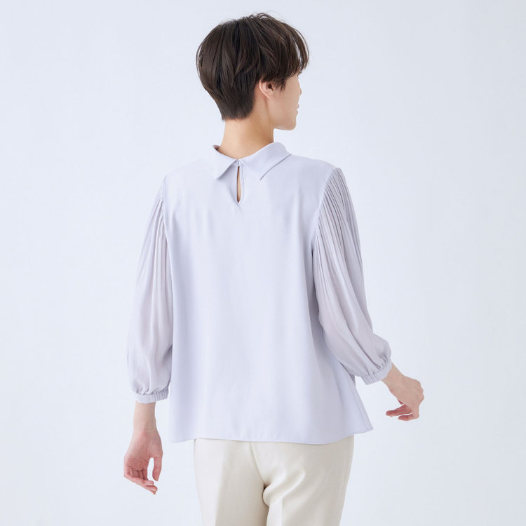 シルバーライン 【SL/7分袖】2WAYロールカラープルオーバー/ラベンダー 青淡色