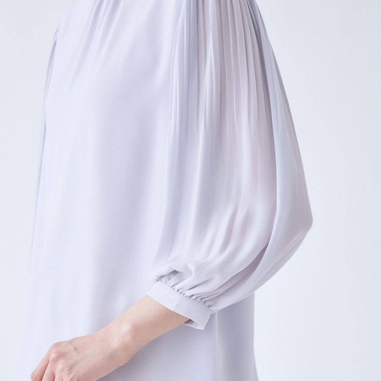 シルバーライン 【SL/7分袖】2WAYロールカラープルオーバー/ラベンダー 青淡色