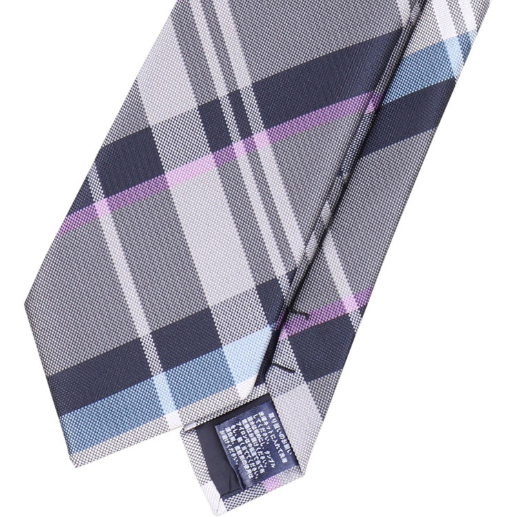 ブラックライン 【BLACK LINE】ポリエステルチェックネクタイ 7.5cm幅/グレー×ネイビー×ブルー×ホワイト/ウォッシャブル その他