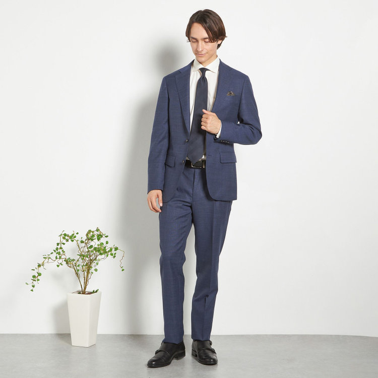 シルバーライン 【CLASSICO TAPERED】【春夏】3釦段返りシングルスーツ 2タック/ネイビー/NEW ZEALAND WOOL MIX/裾直し必要 青中間