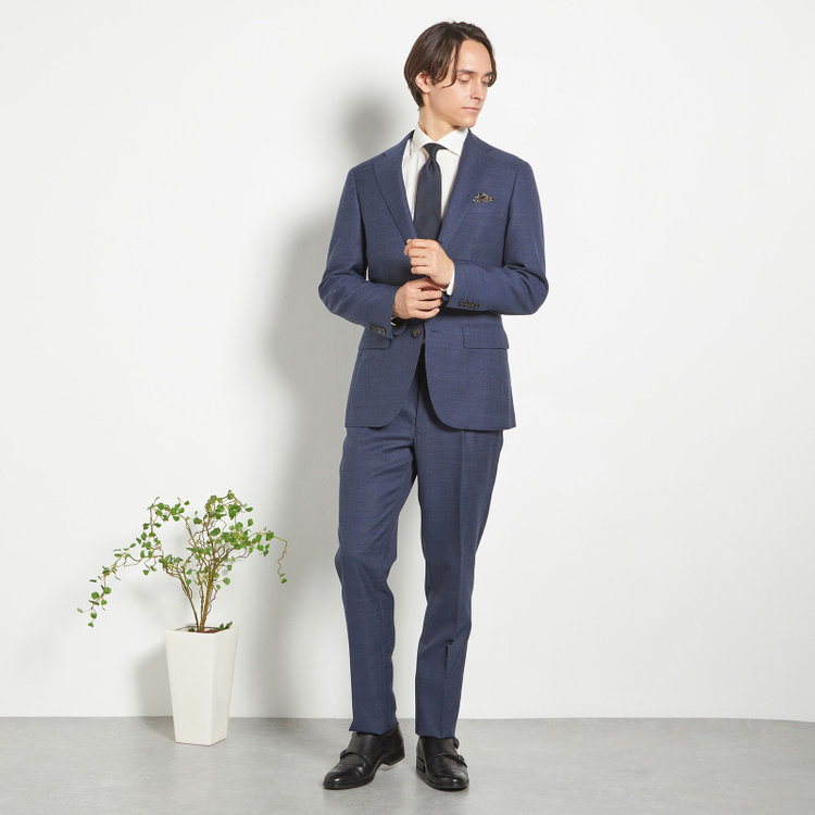 シルバーライン 【CLASSICO TAPERED】【春夏】3釦段返りシングルスーツ 2タック/ネイビー/NEW ZEALAND WOOL MIX/裾直し必要 青中間