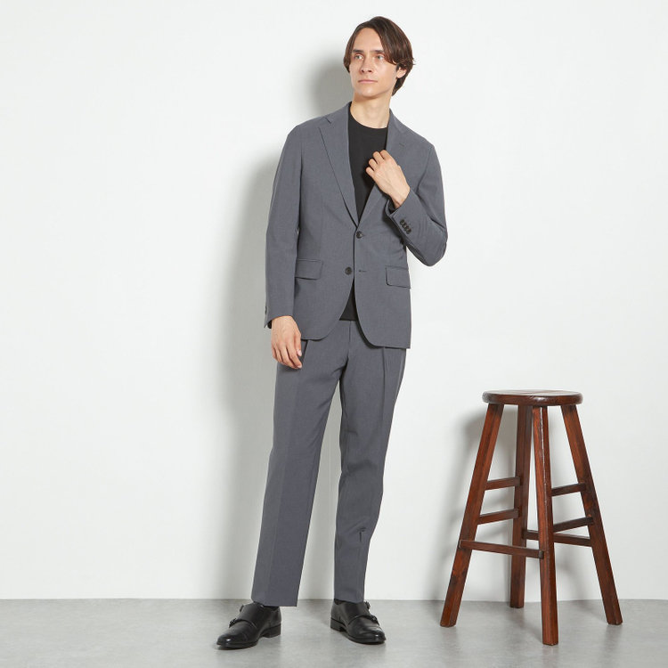 シルバーライン 【RBC】【春夏】2釦シングルスーツ 1タック/グレー/ウエストムーブ/4S AIR SUSTAINABILITY&ECOLOGY FABRIC/COOL MAX/※パンツ裾上げ済仕様 グレー中間