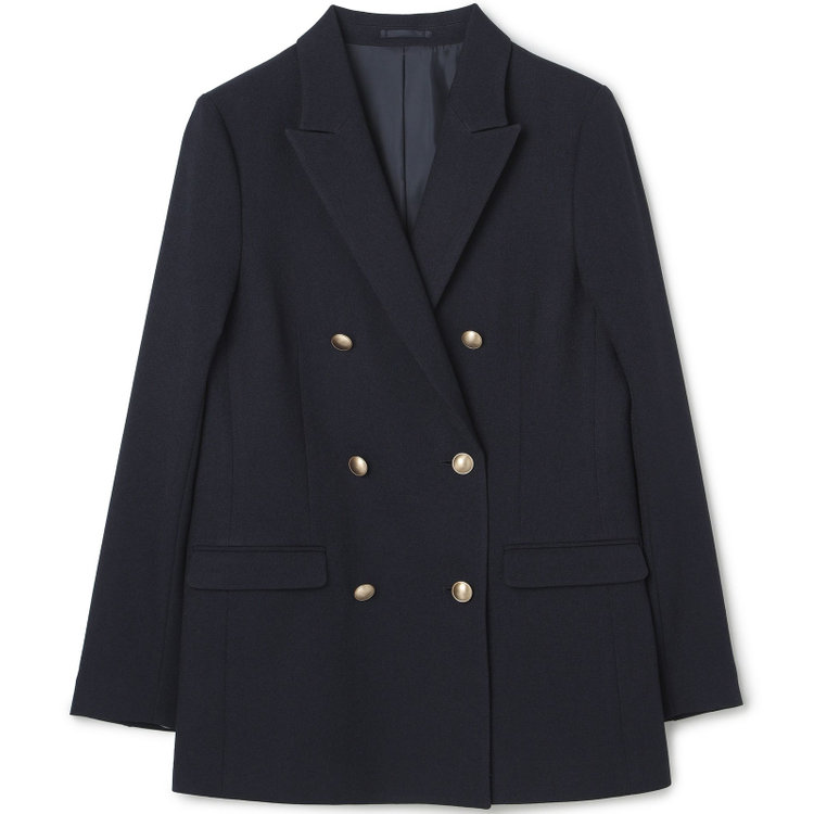 シルバーライン 【SILVER LINE】【秋冬】6釦2掛けダブルブレザー/4S SUSTAINABILITY&ECOLOGY FABRIC/ネイビー×メタル釦 紺中間