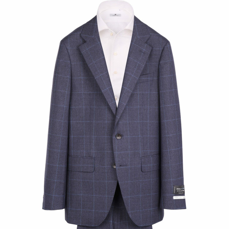 スーツセレクト 【発送在庫あり】【CLASSICO TAPERED】【秋冬】2釦シングルスーツ 1タック/ネイビー×チェック+オーバーペン/REDA ACTIVE/NEW ZEALAND MERINO/SHOWER CLEAN ネイビー系(紺)