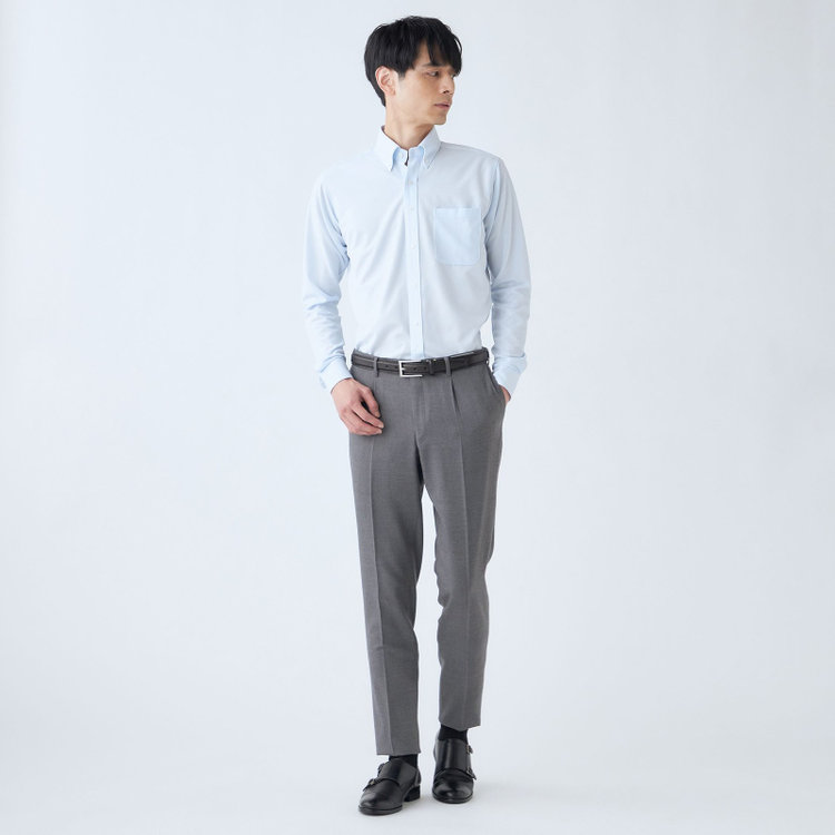 シルバーライン 【CLASSICO TAPERED】【秋冬】ウール 1タックテーパードパンツ/グレー×ソリッド/ウエストムーブ/※裾上げ必要 グレー中間