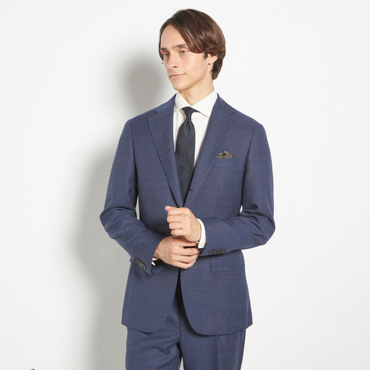 シルバーライン 【CLASSICO TAPERED】【春夏】3釦段返りシングルスーツ 2タック/ネイビー/NEW ZEALAND WOOL MIX/裾直し必要 青中間