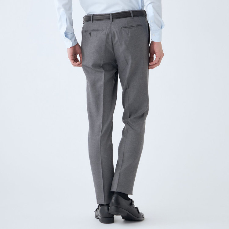 シルバーライン 【CLASSICO TAPERED】【秋冬】ウール 1タックテーパードパンツ/グレー×ソリッド/ウエストムーブ/※裾上げ必要 グレー中間