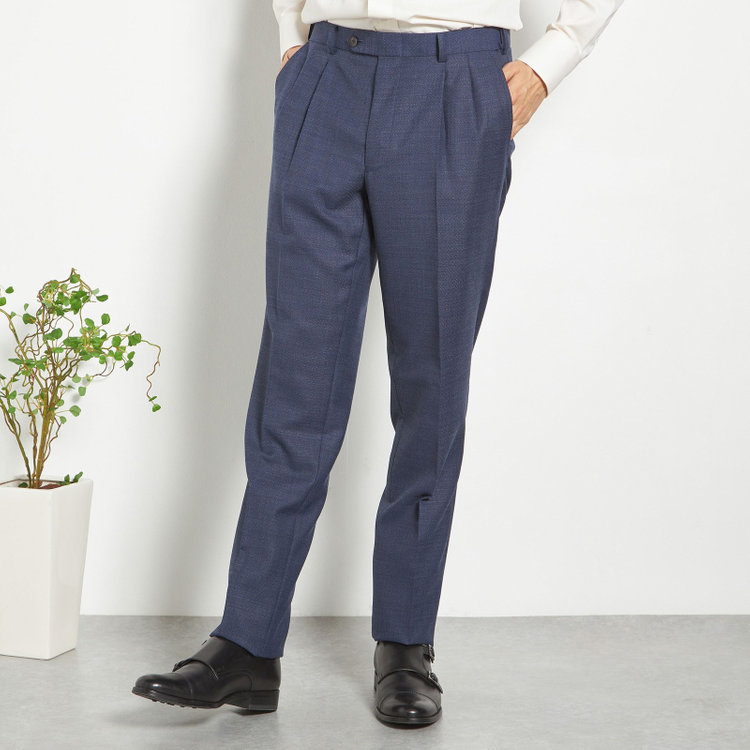 シルバーライン 【CLASSICO TAPERED】【春夏】3釦段返りシングルスーツ 2タック/ネイビー/NEW ZEALAND WOOL MIX/裾直し必要 青中間