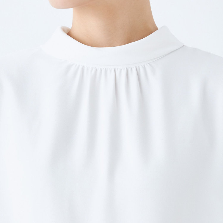 シルバーライン 【SL/7分袖】2WAYロールカラープルオーバー/ホワイト 白