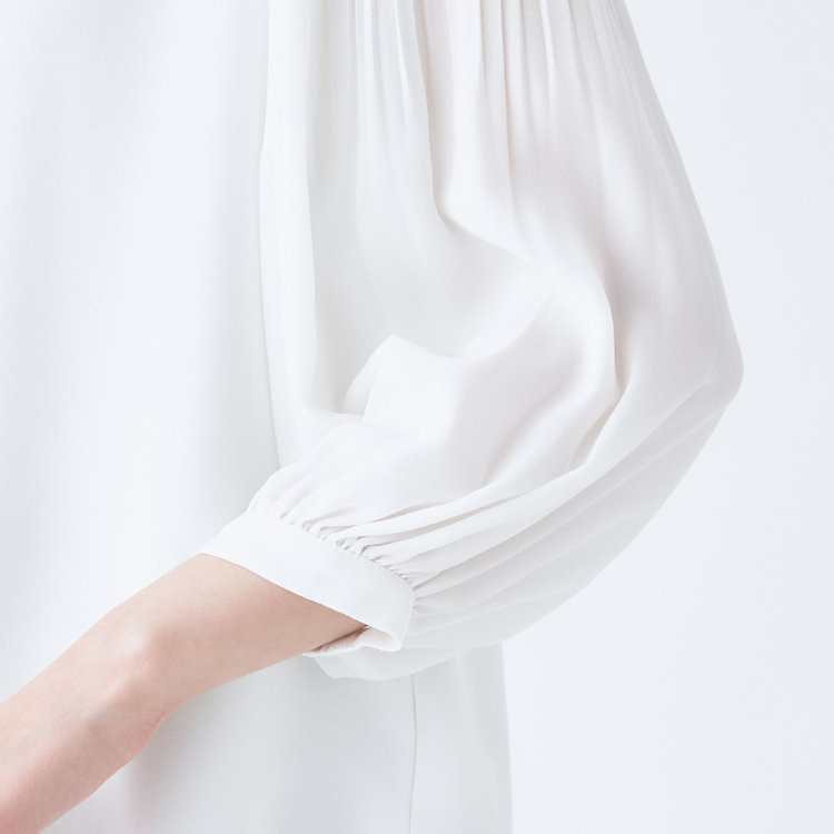 シルバーライン 【SL/7分袖】2WAYロールカラープルオーバー/ホワイト 白