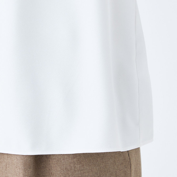 シルバーライン 【SL/7分袖】2WAYロールカラープルオーバー/ホワイト 白