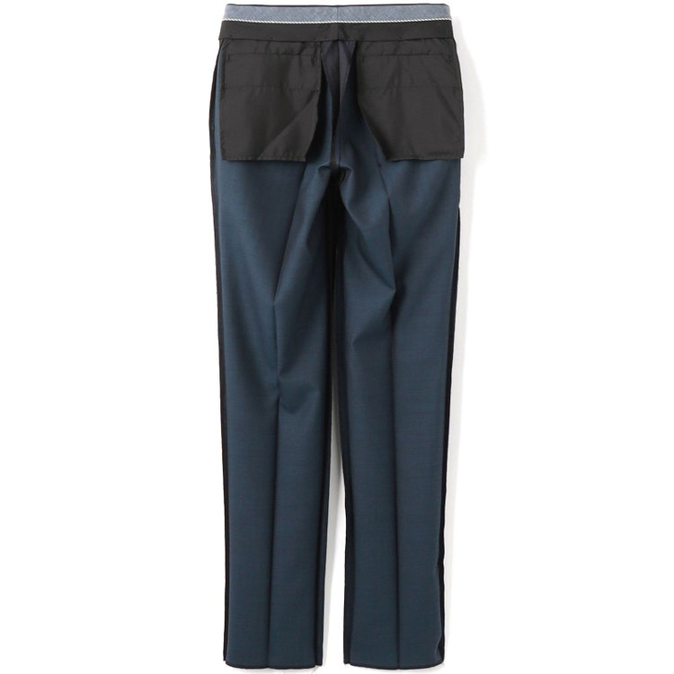 シルバーライン 【CLASSICO TAPERED】【秋冬】6釦2掛けダブルスーツ 2タック/ネイビー×シャドーストライプ/チェンジポケット/ウエストムーブ/NEW ZEALAND WOOL MIX/※裾上げ必要 茶中間