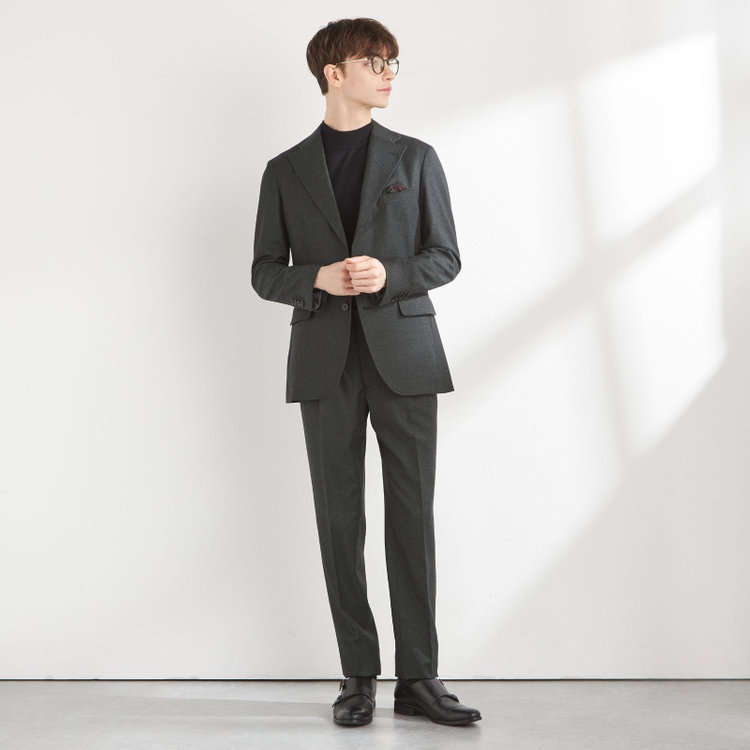 シルバーライン 【CLASSICO TAPERED】【秋冬】3釦段返りシングルスーツ 2タック/グリーン/ウエストムーブ/MARZOTTO/※裾上げ必要 緑濃色