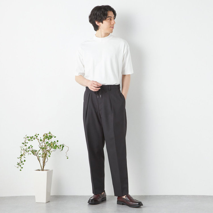 スーツセレクト 【RBC/五分袖】プレミアムコットンTシャツ / モックネック / ホワイト 白