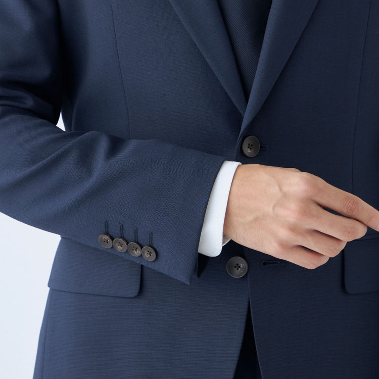 シルバーライン 【CLASSICO TAPERED】【秋冬】スペアパンツ付き/2釦シングルスーツ 1タック/ネイビー×ソリッド/ウォッシャブル/※裾上げ必要 紺中間