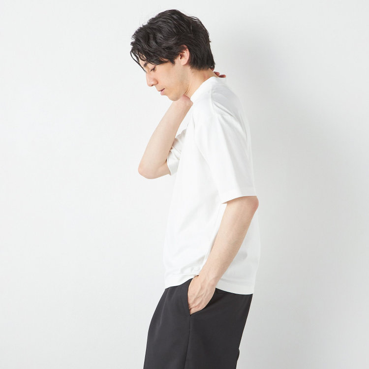 スーツセレクト 【RBC/五分袖】プレミアムコットンTシャツ / モックネック / ホワイト 白