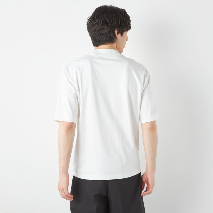 スーツセレクト 【RBC/五分袖】プレミアムコットンTシャツ / モックネック / ホワイト 白