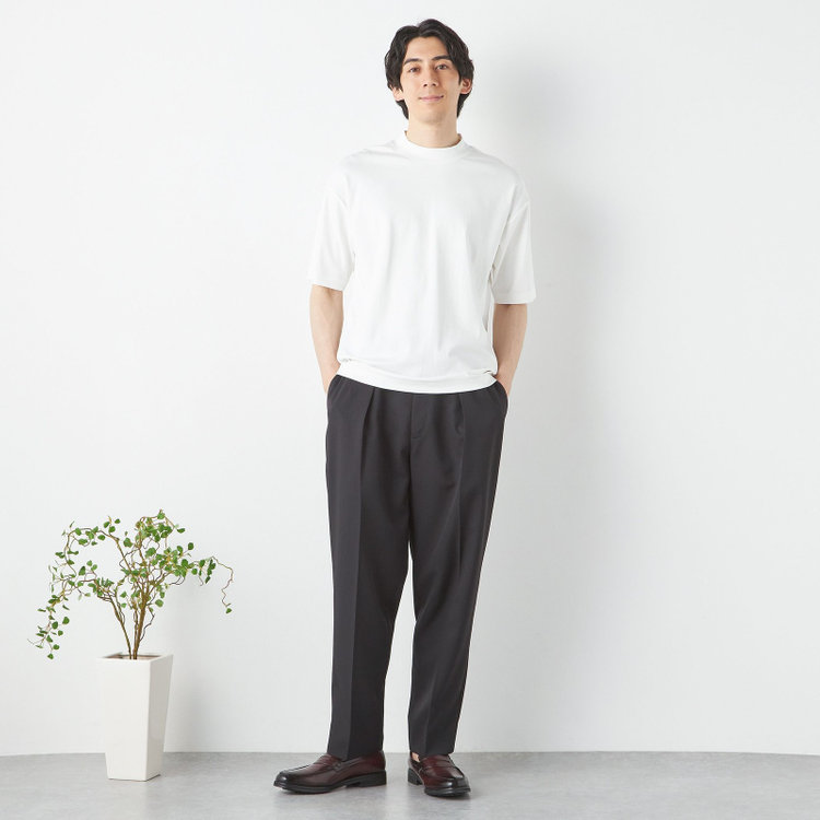 スーツセレクト 【RBC/五分袖】プレミアムコットンTシャツ / モックネック / ホワイト 白