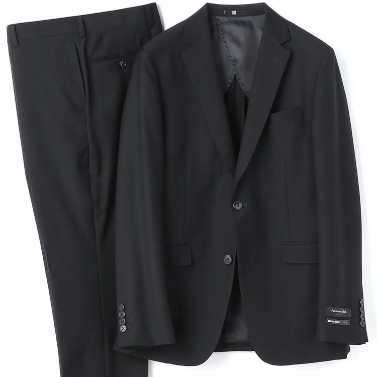 ブラックライン 【NEW-X】【年間】【フォーマル対応可】 2釦シングルスーツ 0タック/ブラック×ソリッド/LIMITED EDITION/Premium Black/※裾上げ必要 黒