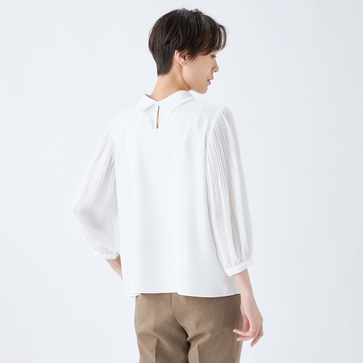 シルバーライン 【SL/7分袖】2WAYロールカラープルオーバー/ホワイト 白