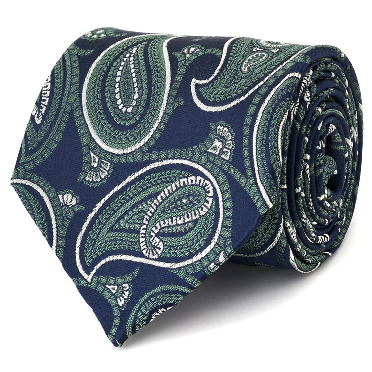 シルバーライン 【SILVER LINE】シルクペイズリーネクタイ 8.5cm幅/ネイビー×グリーン/Finest fabrics by COMO ITALY その他
