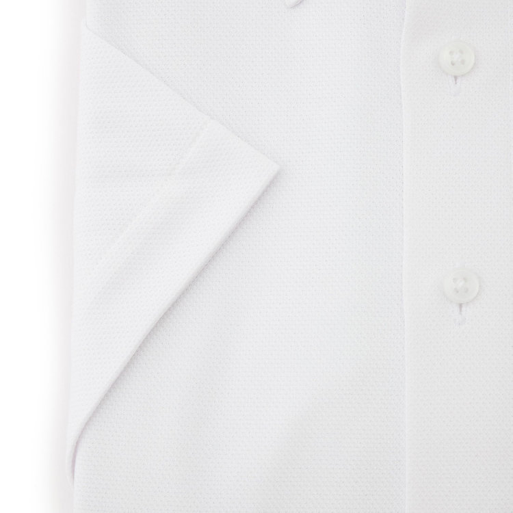 スーツセレクト 【BLACK LINE/半袖】ボタンダウンワイシャツ/ホワイト×ドビー/「4S」「ULTRA DRY」スーパーノンアイロン・ストレッチ・吸水速乾・汗ジミ抑制 白