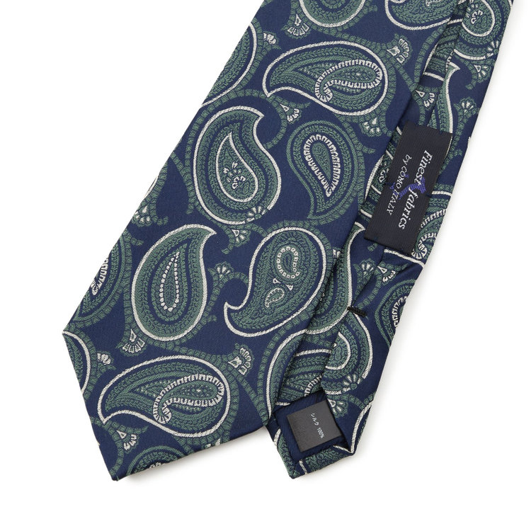シルバーライン 【SILVER LINE】シルクペイズリーネクタイ 8.5cm幅/ネイビー×グリーン/Finest fabrics by COMO ITALY その他