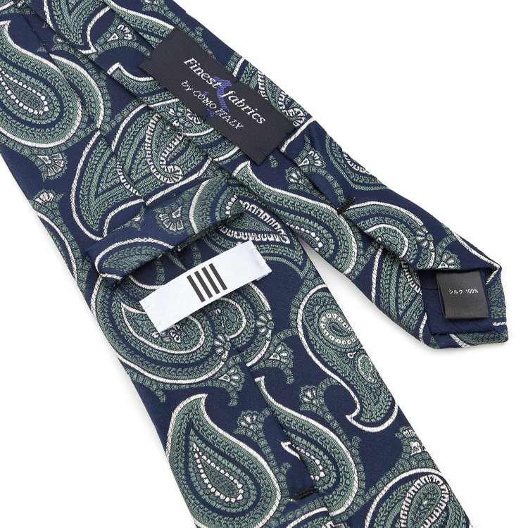 シルバーライン 【SILVER LINE】シルクペイズリーネクタイ 8.5cm幅/ネイビー×グリーン/Finest fabrics by COMO ITALY その他