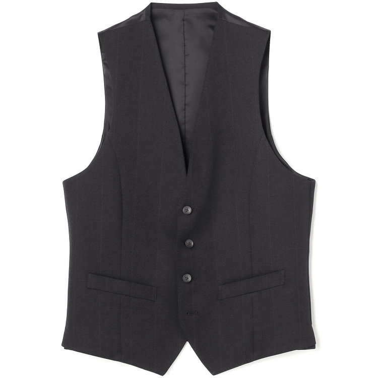 シルバーライン 【CLASSICO TAPERED】【春夏】2釦シングルスリーピーススーツ 1タックテーパードパンツ/ブラック×ウィンドペン/ウエストムーブ/4S SUSTAINABILITY&ECOLOGY FABRIC/※パンツ裾上げ済仕様 黒