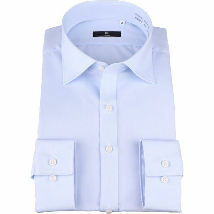 ブラックライン 【SKINNY】【形態安定】ワイドカラードレスワイシャツ/ブルー×ソリッド 青淡色