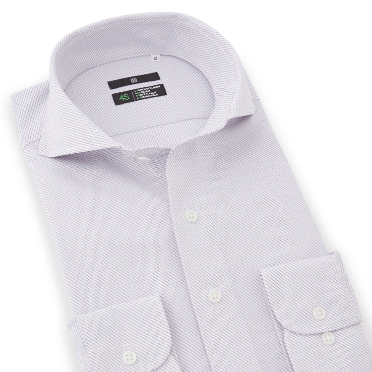 ブラックライン 【BLACK LINE】ホリゾンタルワイドカラーワイシャツ/パープル×ドビーツイル/「4S」スーパーノンアイロン・ストレッチ/Oil guard 紫中間