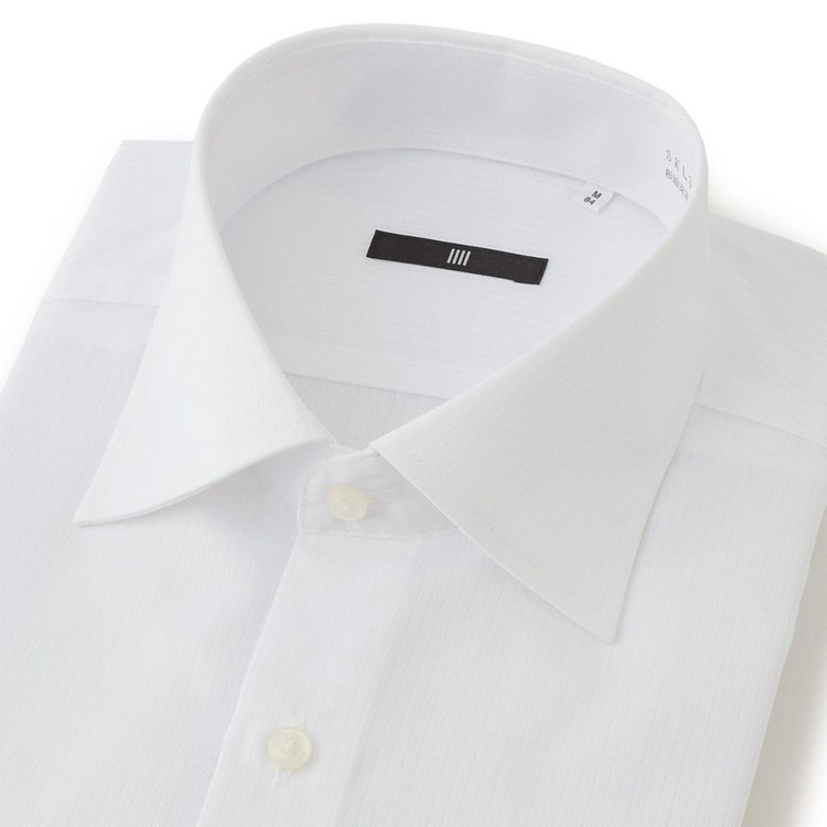ブラックライン 【BLACK LINE】【形態安定】ワイドカラードレスワイシャツ/ホワイト×ドビー 白