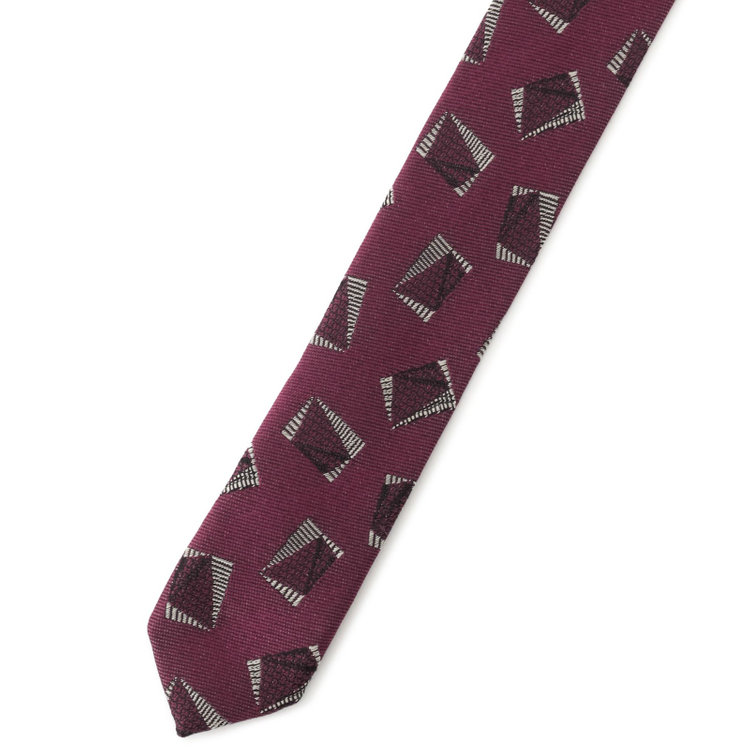 シルバーライン 【発送在庫あり】【SILVER LINE】シルクコットン小紋ネクタイ 8.5cm幅/ワイン/ITALIAN FABRICS その他