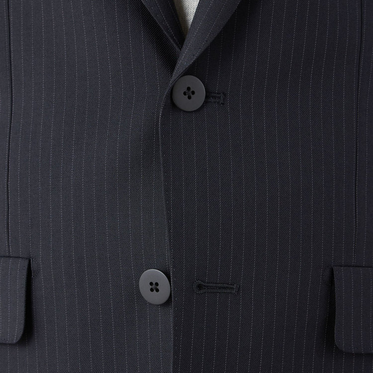 ソノタ 【BLACK LINE】ピークドラペル2釦シングルジャケット/ネイビー×ストライプ/NEW ZEALAND WOOL MIX 紺中間