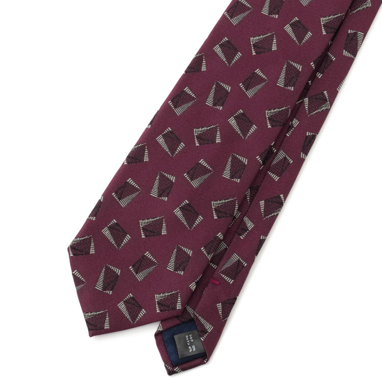 シルバーライン 【発送在庫あり】【SILVER LINE】シルクコットン小紋ネクタイ 8.5cm幅/ワイン/ITALIAN FABRICS その他