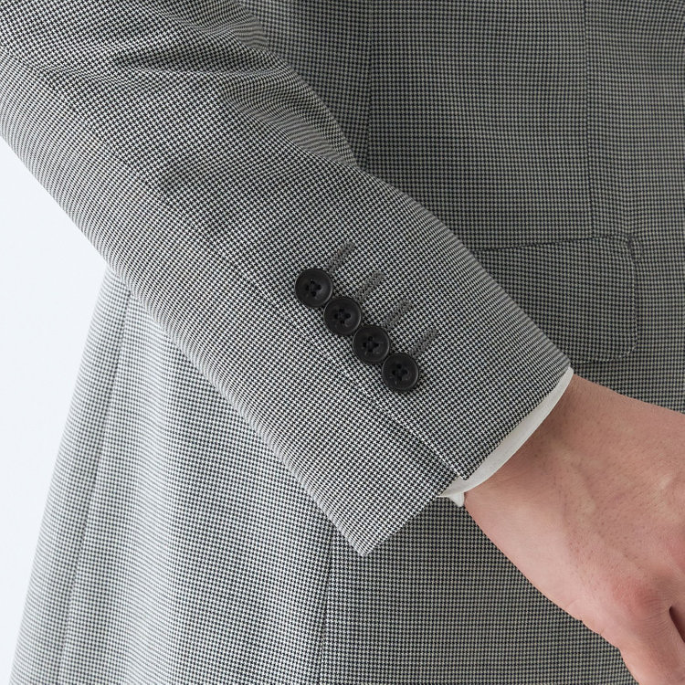 ブラックライン 【発送在庫あり】【KSW】【春夏】2釦シングルスーツ 0タック/ホワイト＆ブラック×ハウンドトゥース/ウォッシャブル/※裾上げ必要 その他