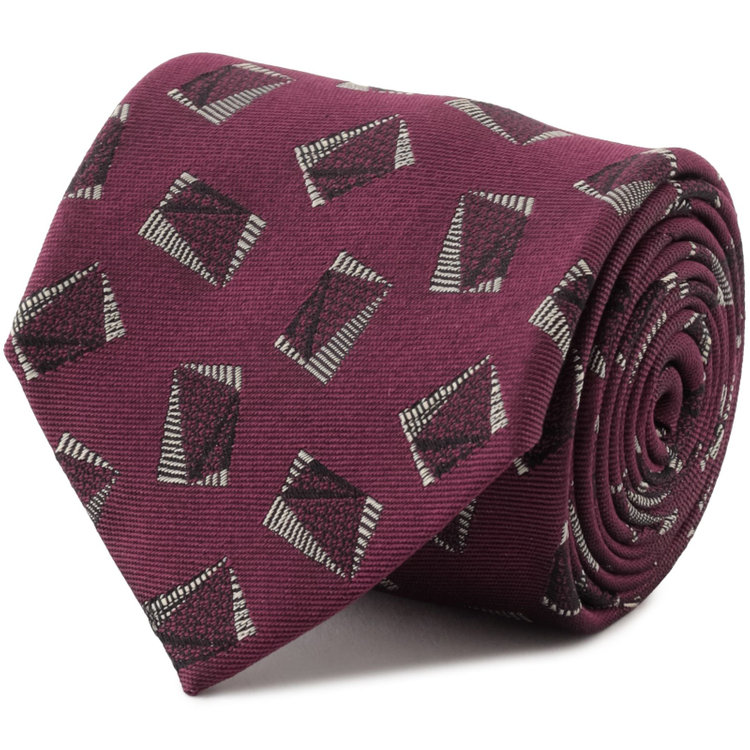 シルバーライン 【発送在庫あり】【SILVER LINE】シルクコットン小紋ネクタイ 8.5cm幅/ワイン/ITALIAN FABRICS その他