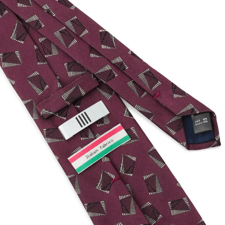 シルバーライン 【発送在庫あり】【SILVER LINE】シルクコットン小紋ネクタイ 8.5cm幅/ワイン/ITALIAN FABRICS その他